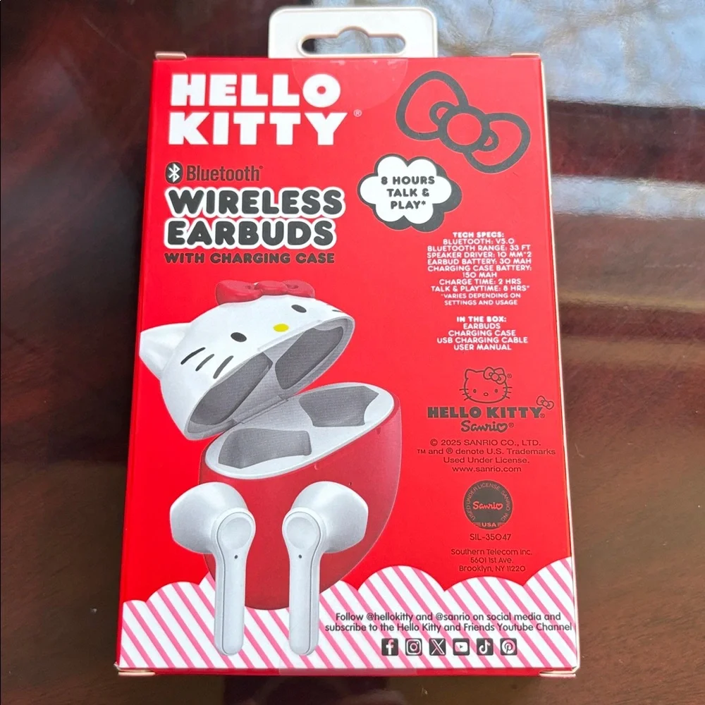 Hello Kitty Bluetooth Headphones and Earbuds Set - Red, White, and Black
